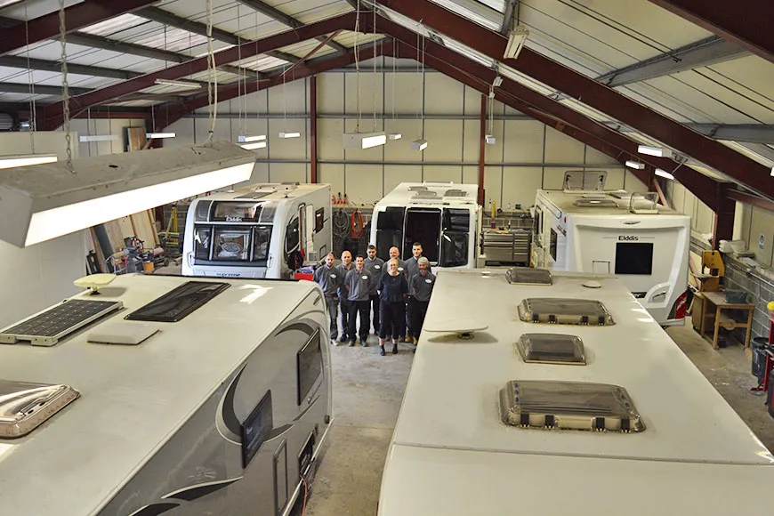Motorhome in the workshop
